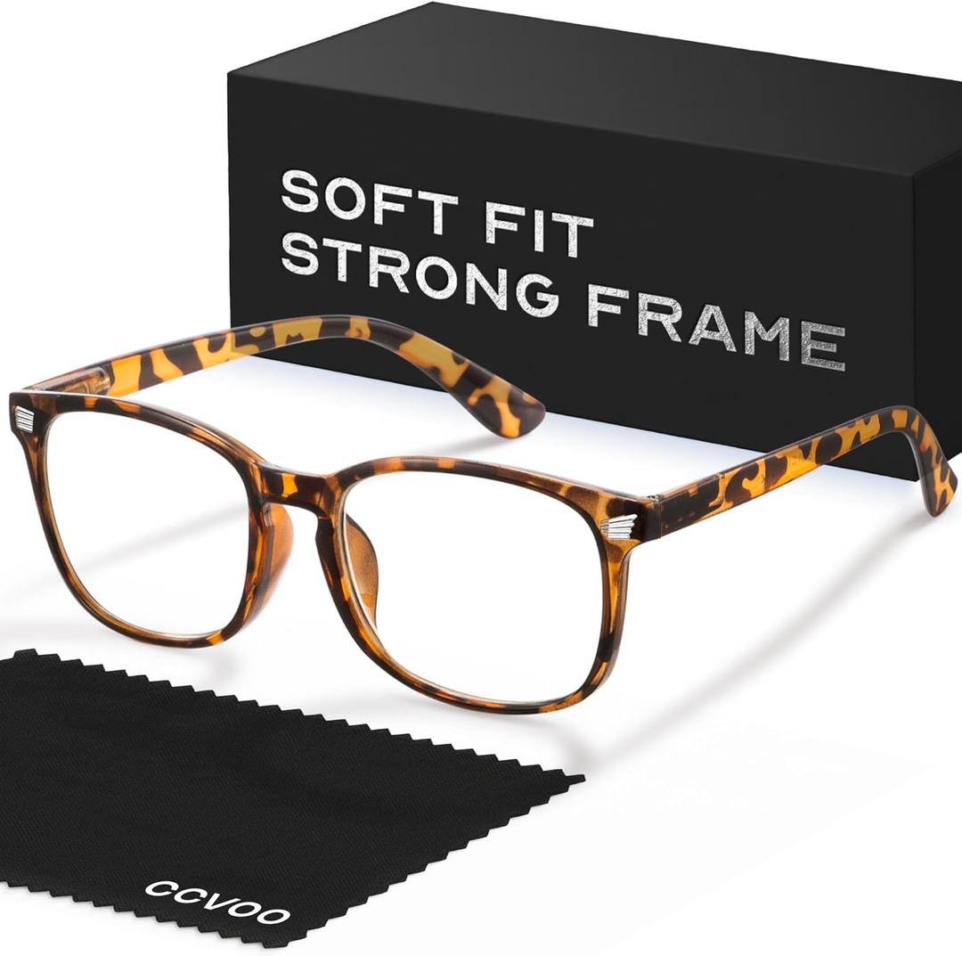 CCVOO Reading Glasses for Women/Men, Eyeglasses, Blue Light Readers for Women/Men, Computer Eye Glasses, Cheaters (*Leopard), +4.0