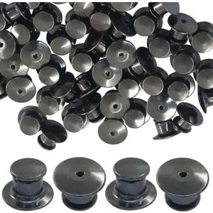 60 Pcs Locking Pin Backs - Black Metal Pin Keepers for Jewelry Making, Clasp Backings for Brooches, Enamel Pins, and Crafts