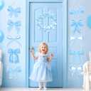 10Pcs Bow Theme Party Decorations Bow Cutouts Cardboard Banners Blue Bow Birthday Party Porch Signs Door Banner Hanging Decoration for Girls Baby Bridal Shower Birthday Wedding Coquette Party Supplies
