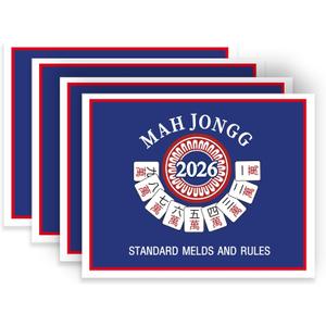Oxerlas 4Pcs Mahjong Card  2026 Upgrade Large Print American Mahjong Cards Official Revision, Easy to Read Mahjong Card for Enthusiasts, Holiday Gatherings with Friends & Family