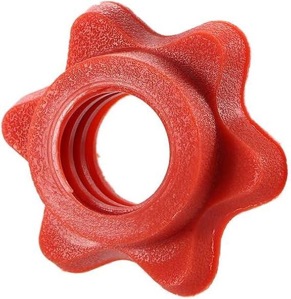 6Pcs Red Dumbbell Hex Nut 25mm Barbell Bar Hexagon Nuts Spin-Lock Collars for 1 Inch Standard Barbells Bar Collar Screw Exercise Collars Weights and Accessories Strength Training Equipment Weight Clip