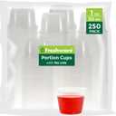 Freshware Plastic Portion Cups (No Lids) [1 Ounce, 250 Cup] Disposable Plastic Cups for Meal Prep, Salad Dressing, Jellos Shot Cups, Souffle Cups, Condiment and Dipping Sauce Cups