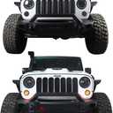 JK Turn Signal Front Lights Smoked Amber LED Indicator Blinker | for 2007-2018 Jeep Wrangler JK, US Flag, 4-in-1 functionality: Turn, Brake, Reverse & Running Lights, Plug-and-Play, No Drill