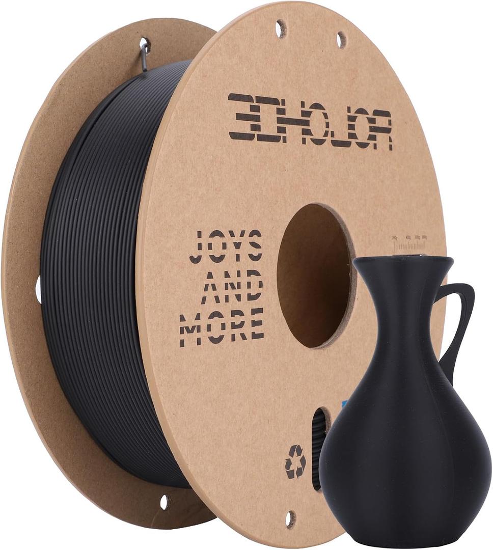 Matte PLA Filament 1.75mm, Upgrade Matte 3D Printer PLA Filament, 1KG Cardboard Spool 3D Printing Filament for 3D Printers(Matte Black)