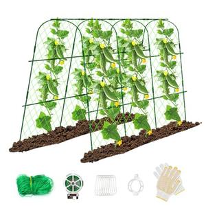 65"x48" Cucumber Trellis for Raised Bed, U-Shape Garden Arch for Climbing Plants, Metal Vegetable Trellis, Detachable Support for Tomato, Squash