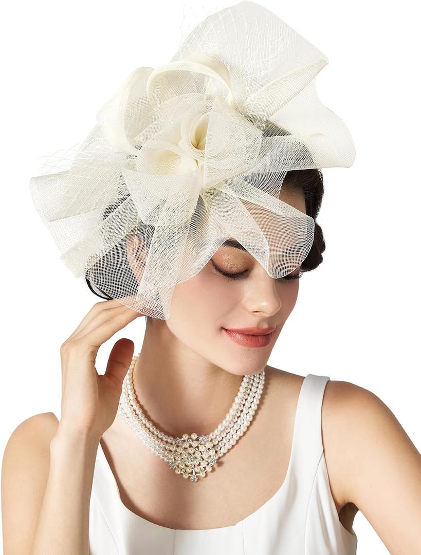SWEETV Flower Fascinators Tea Party Hats for Women, Formal Headwear for Kentucky Derby, Cocktail, Wedding, Fancy Dress Party