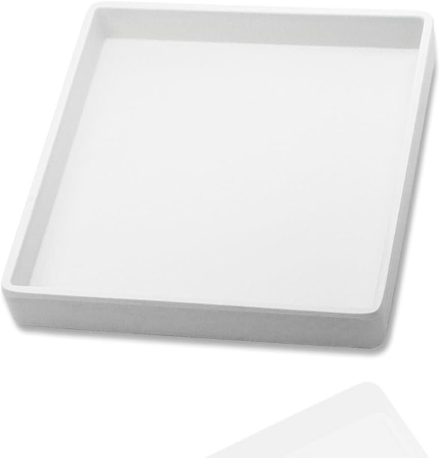 Small Square Serving Tray (5.9 inch), Durable White Tray for Desserts & Organization, Lightweight for Coffee, Drinks, Party, Seasoning, Perfume and Display. (5.9" x 5.9" x 0.8")