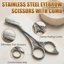 Eyebrow Trimmer Scissor with Comb, Eyebrow Scissors for Women, Stainless Steel Precision Eyebrow Cutter, for Women and Men (Black)