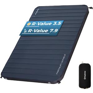 KingCamp Self Inflating Sleeping Pad, R 7.1/7.9 Dual Sided Air & Foam Camping Mattress 2 Person for All Seasons, 3" Thick Full Size Double Sleeping Pad for Camp Tent Outdoor Car, PVC Free