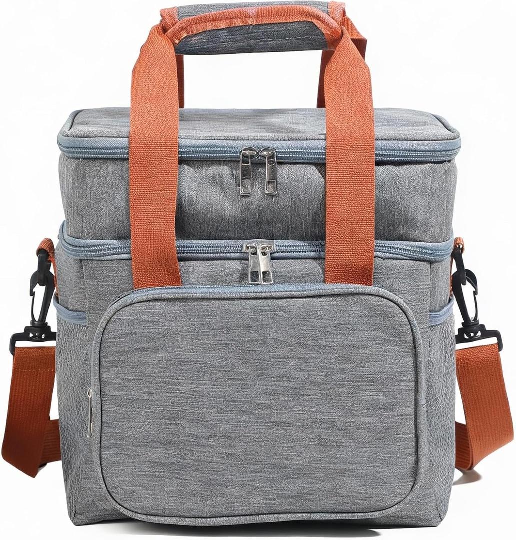 Insulated Lunch Bag for Men Women, Large Reusable Lunch Box with Adjustable Shoulder Strap, Leakproof Freezer-Safe Tote Bag for Work, Picnic, Office, 600D Waterproof Fabric