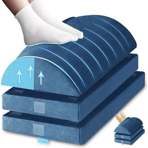 Kayfia Foot Rest for Under Desk at Work XXL(20in) with 3 Adjustable Heights, Foot Stool with Supportive Gel Foam for Leg Support - Blue