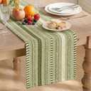 Artoid Mode Army Green Farmhouse Woven Table Runner, Seasonal Holiday Rustic Kitchen Dining Table Decoration for Home Party Decor 12x60 Inch