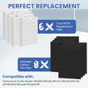 HPA100 Replacement Filter Compatible with Honeywell HPA100/200/300 Air Purifier, 6 HEPA Filters and 8 Carbon Pre-Filters, H13 True HEPA High-Efficiency Activated Carbon Filter for PET Home Large Room
