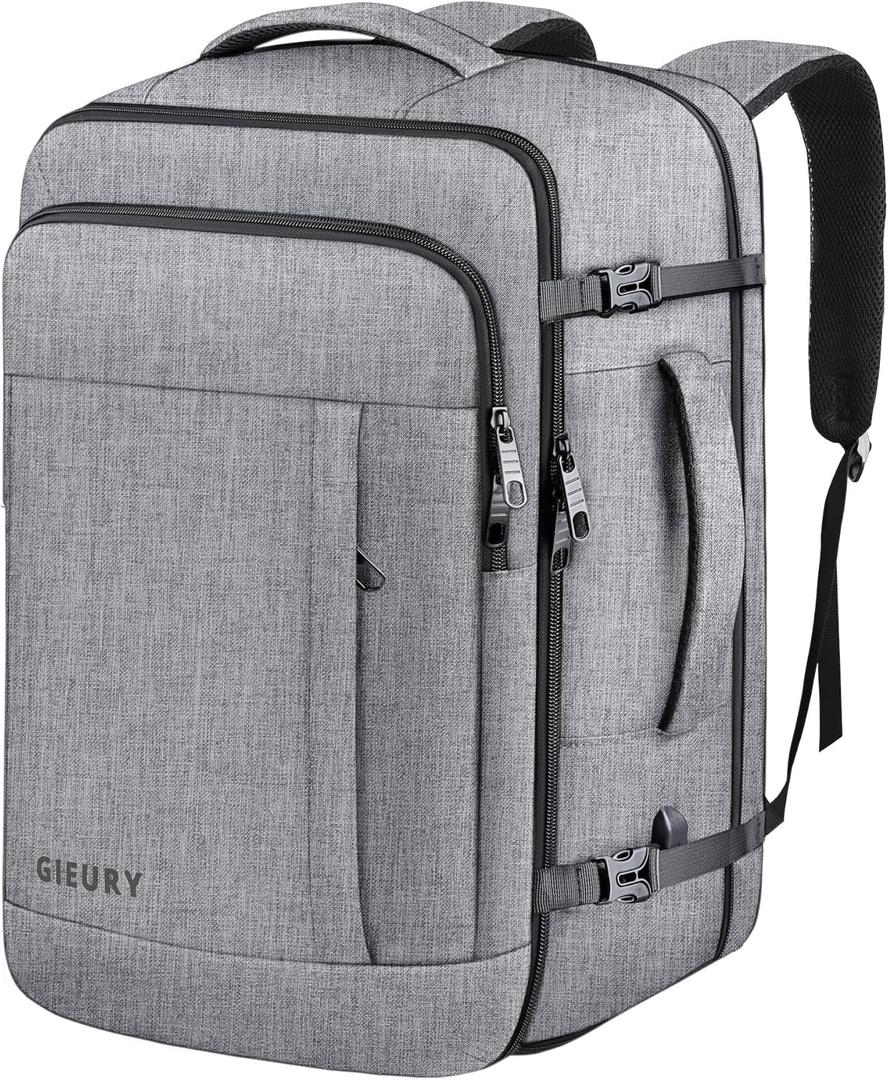 Travel Backpack, Extra Large 50L Expandable Backpack for Men Women, Carry On Backpack For Airplanes, Travel Essentials Luggage Suitcase Daypack Travel Gift Weekender Bag, Grey (2X-Large(20"x14"x10"))