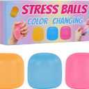 3 Pack Slow-Rise Stress Relief Strong Sensory Toys for Kids & Adults, Color-Changing Squishy Fidget Balls, Non-Toxic Fidget Toys for Classroom & Office, Slow Rebund Toys for Boys Girls
