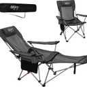#WEJOY 2-in-1 Reclining Camping Chair with Footrest for Adults Folding Lounge Chair with Adjustable Backrest Lightweight Camping Chairs Heavy Duty Camp Chairs for Outdoor