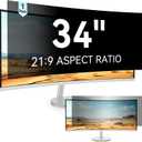 Mamol 34 Inch Curved Computer Privacy Screen Filter for 21:9 Aspect Ratio Widescreen Monitor - Anti Glare Blue Light Filter, Removable Computer Monitor Privacy Shield, Anti-Scratch Screen Protector