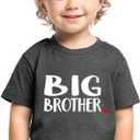 Big Brother Shirts for Toddler Boys 2-5 Years; Heart Graphic Tee; Soft Cotton Short Sleeve T-Shirt (Gray)
