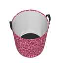 Pink Leopard Texture Round Laundry Hamper Storage Basket Toys Clothes Organizer Bin For Home Bathroom Bedroom Dorm Nursery, 38l
