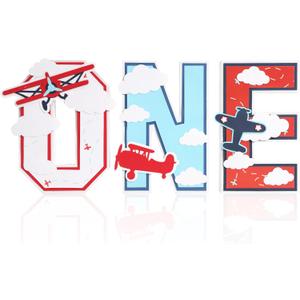 Airplane Wooden One Letter Sign -Time Flies Party Decorations, Airplane 3D Letters, Fighter Pilot Table Topper, For Anniversary Party Shower Table Sign, Vintage Airplane First Birthday
