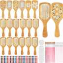 20 Set Wooden Hairbrush Painting DIY Kit, Wooden Hair Brush Bulk Wood Hairbrushes Hair Wood Hair Brush Custom Hair Hairbrush for Hand Painted Crafts Party