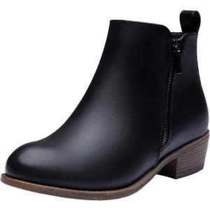 Vepose Women's Ankle Boots Low Heel Casual Boot Round Toe Zipper Booties for Women (9, 1050-black)