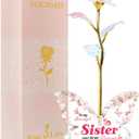 Unique Gifts for Sister, Pink Preserved Galaxy Rose with 4.23.15 Inch Acrylic Butterfly Stand - Delicate Sister Birthday