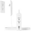 Flat Socket Extension Cord 5 FT Surge Protector Power Strip with 2 AC Outlets 1 USB C and 2 USB A Ports, Multiple Wall Outlet Extender Suitable for Home Dorm Desk Garage Work Travel Apartment (5FT)