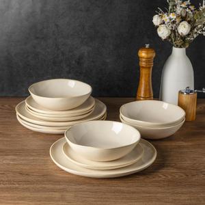 AmorArc Ceramic Dinnerware Sets,Handmade Reactive Glaze Stoneware Plates and Bowls Sets,Highly Scratch Resistant | Dishwasher & Microwave Safe Dishes Set,Service for 8 (24pc)