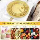 10 Pack Gold Plastic Serving Tray Bulk Lightweight Round Party Snack Serving Tray Reusable Decorative Food Appetizer Platter for Coffee Tea Dessert Fruit Wedding Party Buffet(10.6 Inch)