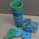 Homestockplus Reusable Wheat Straw Cups with Lid and Straws, 10 Oz Chip Resistant Drinking Cups, Small Water Cups with Silicone Straws - BPA Free Dishwasher Safe for Milk, Drinks, Smoothies (Blue Series)