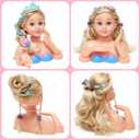 Golray Hair Styling Doll Head Makeup Kit Nail Art Girls Toys,Hair Salon Toy/ Real Cosmetics Nail Polish,Hairdryer Curling Iron Stylist Play Toy Princess Girl Birthday Gifts 3 4 5 6 7 8+ Years Old