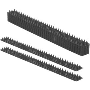 Pack of 10 Plastic Bird Deterrent Spikes for Birds, Pigeon, Squirrel, Raccoon, Crow, and Cat Anti-Climb Strips to Deter Theft - Suitable for Wall, Windowsill, Railing, Fence, and Roof - Grey