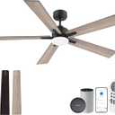 60 Smart Ceiling Fan with Lights Remote,Control via Alexa Google App Wifi,Silent DC Motor,Dimmable,Outdoor Indoor Modern Ceiling Fans for Large Bedroom Living Room Kitchen Patio,Black Walnut Brown