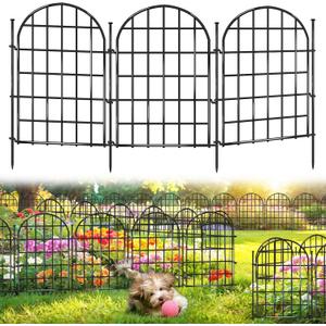 12 Panels Garden Fence, 13.8 ft(L) x 17 in(H) Arched No Dig Fence, Decorative Animal Barrier Fencing with Ground Stake, Rustproof Metal Garden Edging Border for Dog, Rabbit, Outdoor Yard Patio Decor