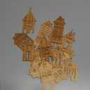 18 Pcs Christmas Wooden House Cutout Ornaments Xmas Tree Wooden Tag Hanging Decoration Double Side Wood DIY Craft Cutout with Ropes Ornaments for Christmas(Small,Wood)