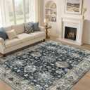 10x14 Washable Area Rug for Living Room, Vintage Pattern