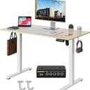 Electric Standing Desk,40x24 Inches Adjustable Height Stand up Desk, Sit Stand Home Office Desk with Splice Board, 3 Preset Heights,Equipped with Hooks,Ergonomic Computer Workstation，Nature