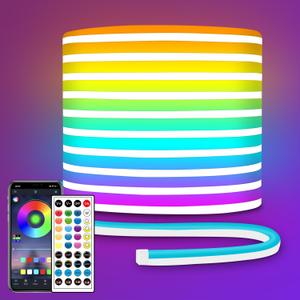 LED neon Lights Strip 32.8ft,DC 24V RGB LED neon Light Strip APP Remote Controls Control Waterproof Flexible Neon LED Strip Lights for Bedroom,Playroom,Outdoors Dcor