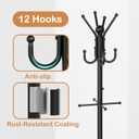 Coat Rack Freestanding,Heavy Duty Coat Tree with Umbrella Holder,Multi-Functional Metal Hall Tree with 12 Hooks and Stand Elegant Storage for Coats,Hats,Bags in Entryway,Bedroom,Office(Black)