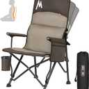 Overmont Camping Chair with Lumbar Support for Adults - Oversized with High Back Supports 450 LBS - Heavy Duty Folding Chair Portable for Outdoor Lawn Patio Balcony with Patent No.: US D1.028.543 S (Brown)