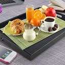 DILLMAN Serving Tray Large Black Wood Rectangle Food Tray Butler Tray Breakfast Tray with Handles (Large+Small)