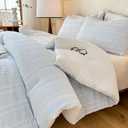 tohrisa Boho Comforter Set Twin Size - 2 Pieces Lightweight Jacquard Seersucker Bedding Sets (1 Soft Fluffy Grid Comforter & 1 Pillowcase) - All Seasons Cozy Modern Bed Set(68"x90" Sky Blue)