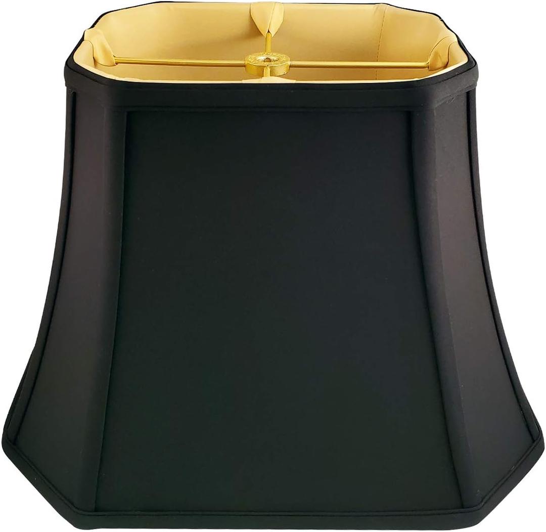 Royal Designs Rectangle Cut Corner Lamp Shade, Black, (6 x 8) x (9 x 14) x 10.5