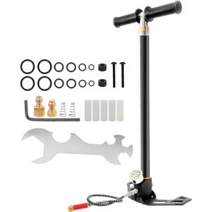 4 Stage PCP Hand Pump 30Mpa 4500Psi, PCP High Pressure Hand Pump, Stainless Steel Air Pump with Oil-Moisture Filter for PCP Air Guns, Paintball Gun, Air Rifle, HPA Gas Tanks, Tire Inflation
