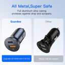 2 x USB C Car Charger, 2-Port 60W Type-C Car Power Adapter,PD30W&QC30W Cigarette Lighter USB Charger for iPhone 16 15 Pro Max Mini Plus, Samsung Galaxy S24 S23