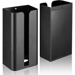 Uiifan 2 Pcs Magnetic Suction Plastic Bag Holder Wall Mount Plastic Grocery Bag Organizer Wide Opening Dispenser Fingerprint Resistant Smudge Proof Saver for Pantry, Black