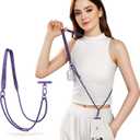 Phone Lanyard Crossbody & Neck, Adjustable Wide Strap with Anti-Loss Lock for iPhone Samsung - Universal Hands Free (Purple)
