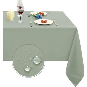 Obstal Sage Green Rectangle Table Cloth - Heavy Duty Water Resistance Polyester Tablecloth, Decorative Fabric Table Cover for Outdoor and Indoor Use, 84" x 60" (Rectangular), Sage Green