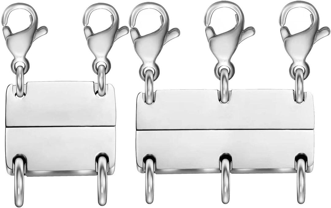 Dailyacc Layering Magnetic Necklace Clasp,18 K Gold and Silver Separator for Stackable Necklaces